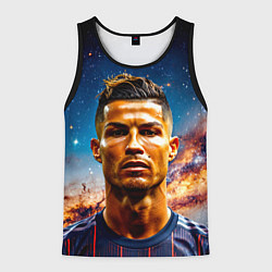 Майка-безрукавка мужская Криштиану Роналду в космосе, цвет: 3D-черный