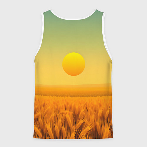 Мужская майка без рукавов Закат над пшеничным полем / 3D-Белый – фото 2