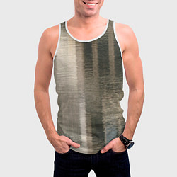 Майка-безрукавка мужская Размытые серо-бежевые полосы, цвет: 3D-белый — фото 2