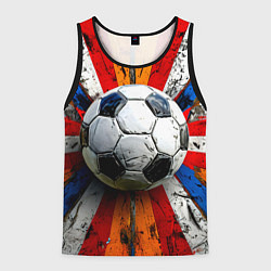 Майка-безрукавка мужская Футбольный мяч в ярких линиях, цвет: 3D-черный