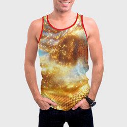 Майка-безрукавка мужская Блестящая золотая текстура, цвет: 3D-красный — фото 2