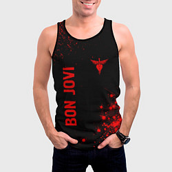 Майка-безрукавка мужская Bon Jovi - red gradient вертикально, цвет: 3D-черный — фото 2