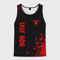 Майка-безрукавка мужская Bon Jovi - red gradient вертикально, цвет: 3D-черный