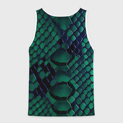 Мужская майка без рукавов Бирюзовая змеиная кожа / 3D-Белый – фото 2
