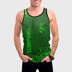 Майка-безрукавка мужская Scorpions - green gradient вертикально, цвет: 3D-черный — фото 2