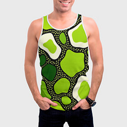 Майка-безрукавка мужская Зеленая абстракция с кругами, цвет: 3D-белый — фото 2