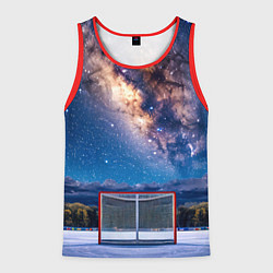 Майка-безрукавка мужская Хоккейные ворота в ночи, цвет: 3D-красный