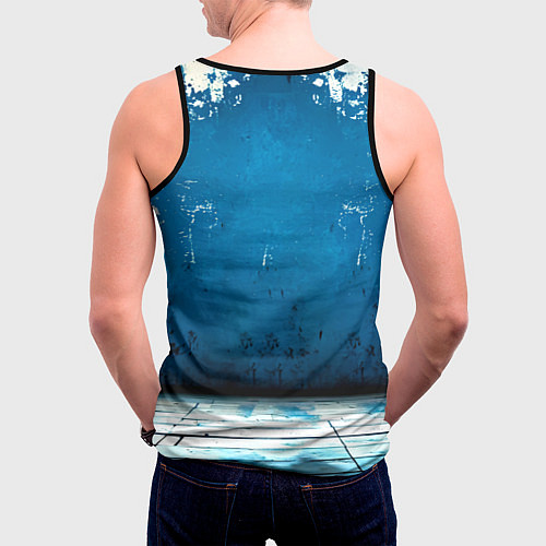 Мужская майка без рукавов Айкидоист на синем / 3D-Черный – фото 4