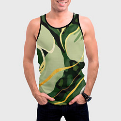 Майка-безрукавка мужская Зеленый природный паттерн, цвет: 3D-черный — фото 2