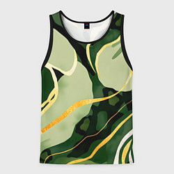 Майка-безрукавка мужская Зеленый природный паттерн, цвет: 3D-черный