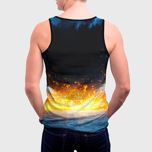 Мужская майка без рукавов Айкидоист в огне и синий дым / 3D-Черный – фото 4