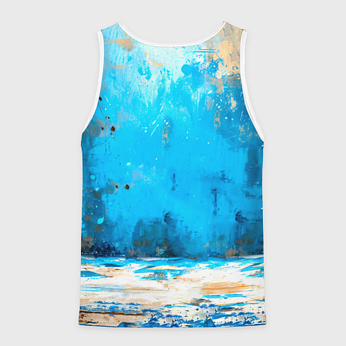 Мужская майка без рукавов Боец айкидо на синем / 3D-Белый – фото 2