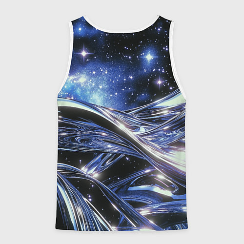 Мужская майка без рукавов Закрученные линии и звезды - космическая абстракци / 3D-Белый – фото 2
