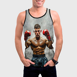 Майка-безрукавка мужская Боксер на сером, цвет: 3D-черный — фото 2