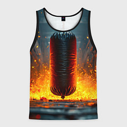 Майка-безрукавка мужская Боксерская груша в огне, цвет: 3D-черный