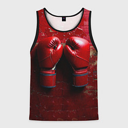 Майка-безрукавка мужская Бойцовские перчатки на красном, цвет: 3D-черный