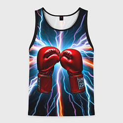 Майка-безрукавка мужская Бойцовские перчатки и молнии, цвет: 3D-черный
