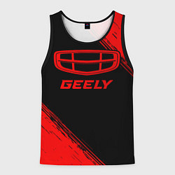 Майка-безрукавка мужская Geely - red gradient, цвет: 3D-черный