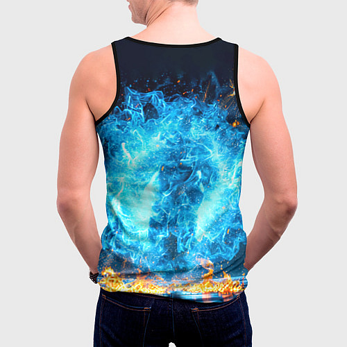 Мужская майка без рукавов Дзюдоист в синем пламени / 3D-Черный – фото 4