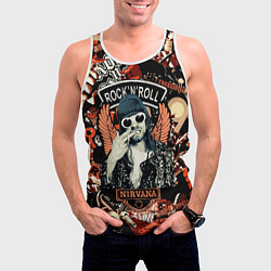 Майка-безрукавка мужская Nirvana Kurt Cobain на фоне гитар, цвет: 3D-белый — фото 2