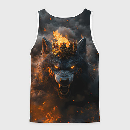 Мужская майка без рукавов Волк в огне / 3D-Белый – фото 2