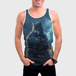 Майка-безрукавка мужская Волк в доспехах, цвет: 3D-белый — фото 2