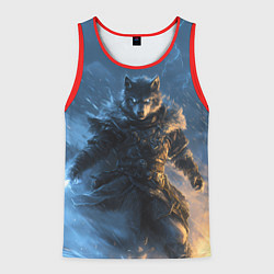 Майка-безрукавка мужская Волк и молния, цвет: 3D-красный