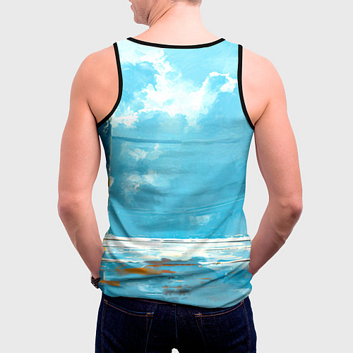 Мужская майка без рукавов Кикбоксер в синем / 3D-Черный – фото 4
