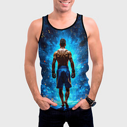 Майка-безрукавка мужская Кикбоксер в огне, цвет: 3D-черный — фото 2