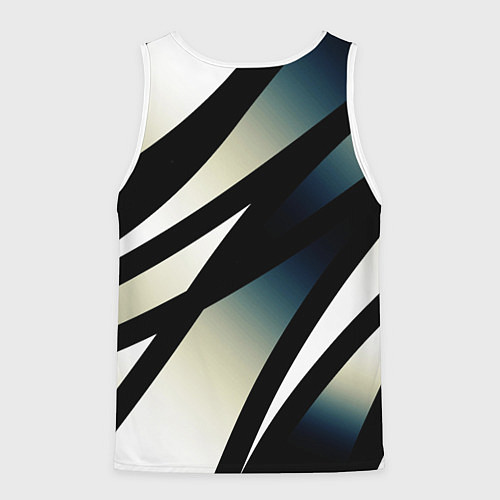 Мужская майка без рукавов Чёрно-белый с синим затемнением полосы / 3D-Белый – фото 2