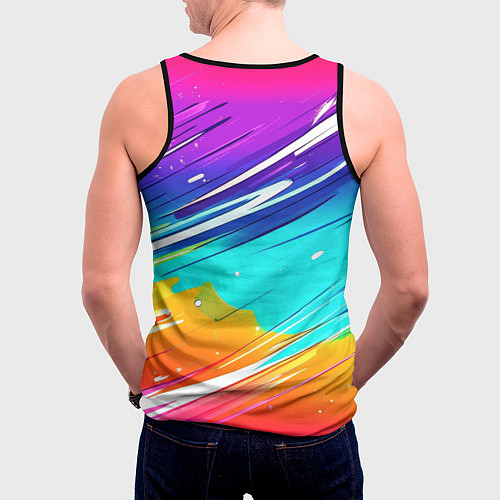 Мужская майка без рукавов Радужные брызги краски текстура / 3D-Черный – фото 4