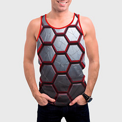 Майка-безрукавка мужская Металлический бронежилет, цвет: 3D-красный — фото 2