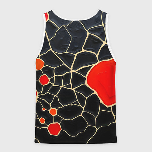 Мужская майка без рукавов Красная абстракция на черном лаке / 3D-Белый – фото 2