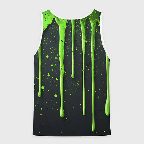 Мужская майка без рукавов Зеленая краска стекающая на черном фоне / 3D-Белый – фото 2