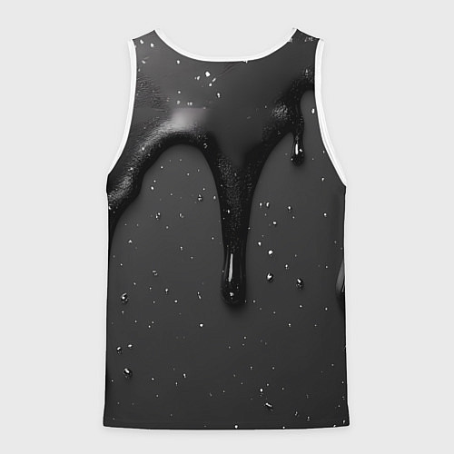 Мужская майка без рукавов Черная текстура - хром / 3D-Белый – фото 2