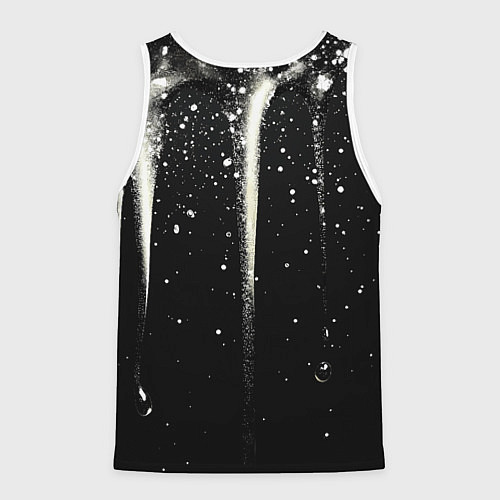 Мужская майка без рукавов Белые брызги на черном / 3D-Белый – фото 2