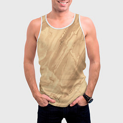 Майка-безрукавка мужская Бежевая текстура каменная мрамор, цвет: 3D-белый — фото 2
