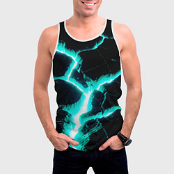 Майка-безрукавка мужская Color light blue black, цвет: 3D-белый — фото 2