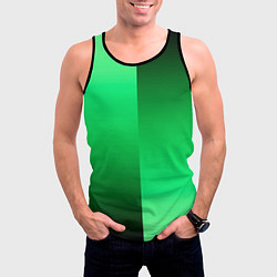Майка-безрукавка мужская Чёрно-зелёный градиент пополам, цвет: 3D-черный — фото 2