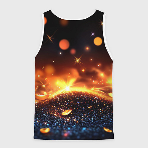 Мужская майка без рукавов Оранжевое боке на черном / 3D-Белый – фото 2