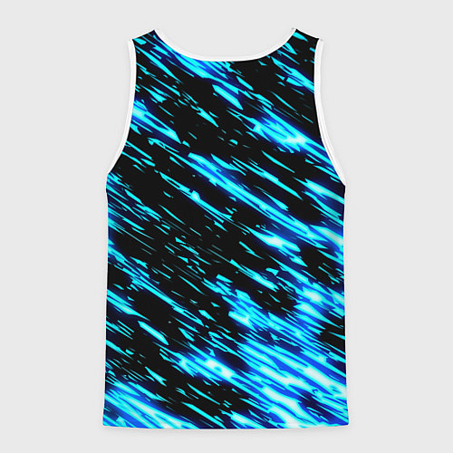 Мужская майка без рукавов Monster energy штрихи голубых неоновых красок / 3D-Белый – фото 2