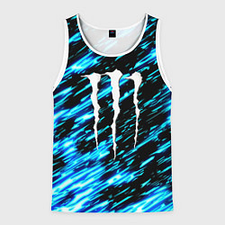 Мужская майка без рукавов Monster energy штрихи голубых неоновых красок
