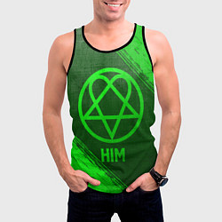 Майка-безрукавка мужская HIM - green gradient, цвет: 3D-черный — фото 2