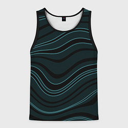 Майка-безрукавка мужская Тёмный синий волнистые полосы, цвет: 3D-черный