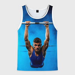 Майка-безрукавка мужская Турникмен синий дым, цвет: 3D-белый