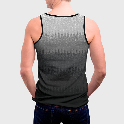 Мужская майка без рукавов Градиент полосами тёмно-серый графитовый / 3D-Черный – фото 4