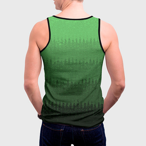 Мужская майка без рукавов Зеленый градиент текстурные полосы / 3D-Черный – фото 4