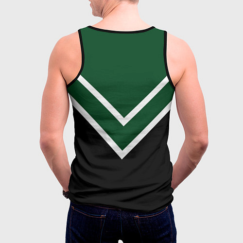 Мужская майка без рукавов Зелёный с чёрным и белые полосы / 3D-Черный – фото 4