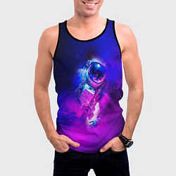 Майка-безрукавка мужская Космонавт среди облаков, цвет: 3D-черный — фото 2
