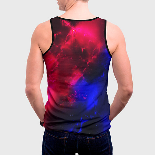 Мужская майка без рукавов Космонавт в пламени / 3D-Черный – фото 4